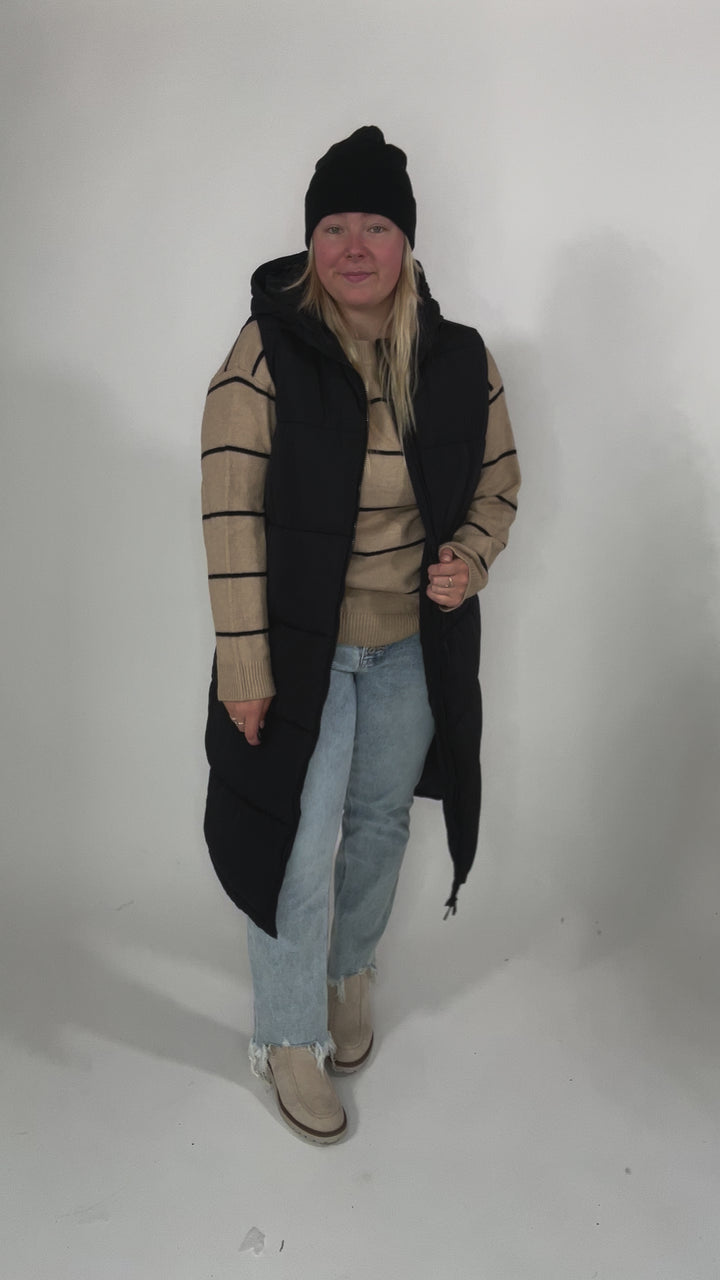 ONLY Jackson Long Puffer Vest- BLACK