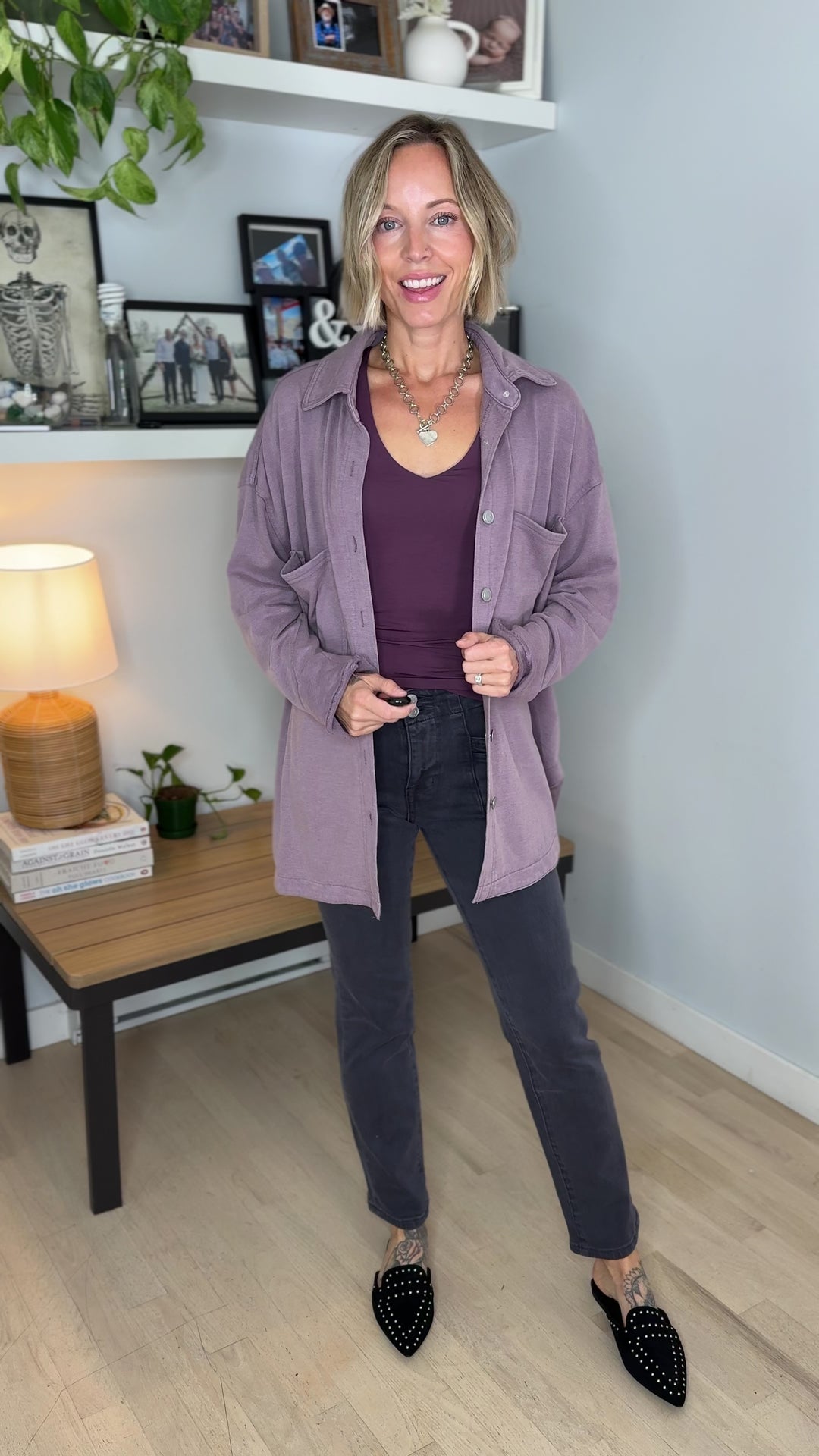 Darla Oversized Washed Soft Button Shacket- COCOA