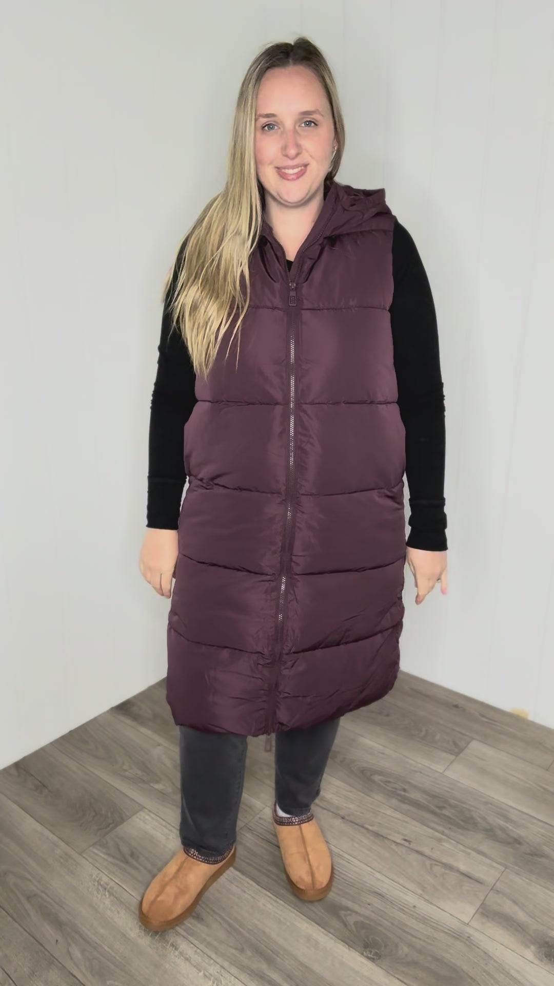 ONLY Jackson Long Puffer Vest-FUDGE