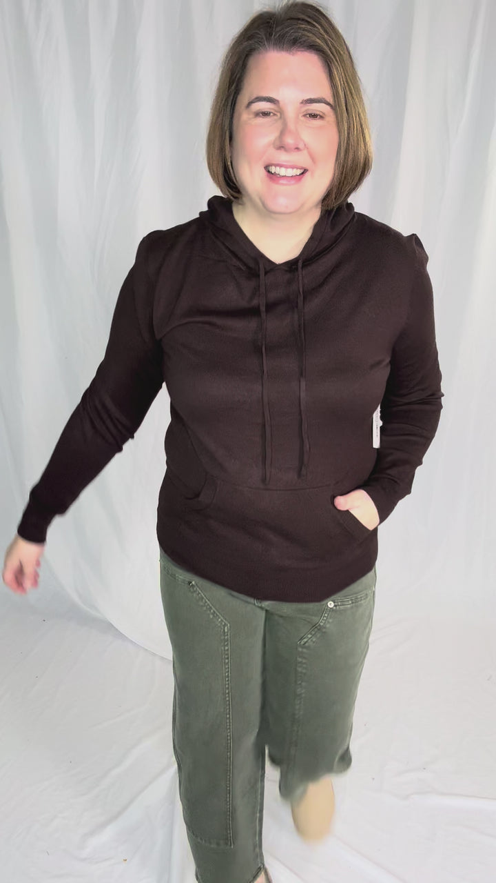 Spruceton Hooded Sweater- BROWN