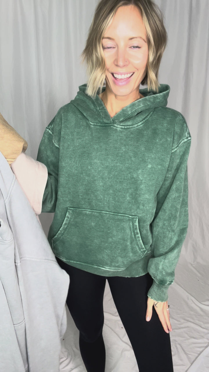 Sweater Weather Washed Hoodie- DUSTY BLUE