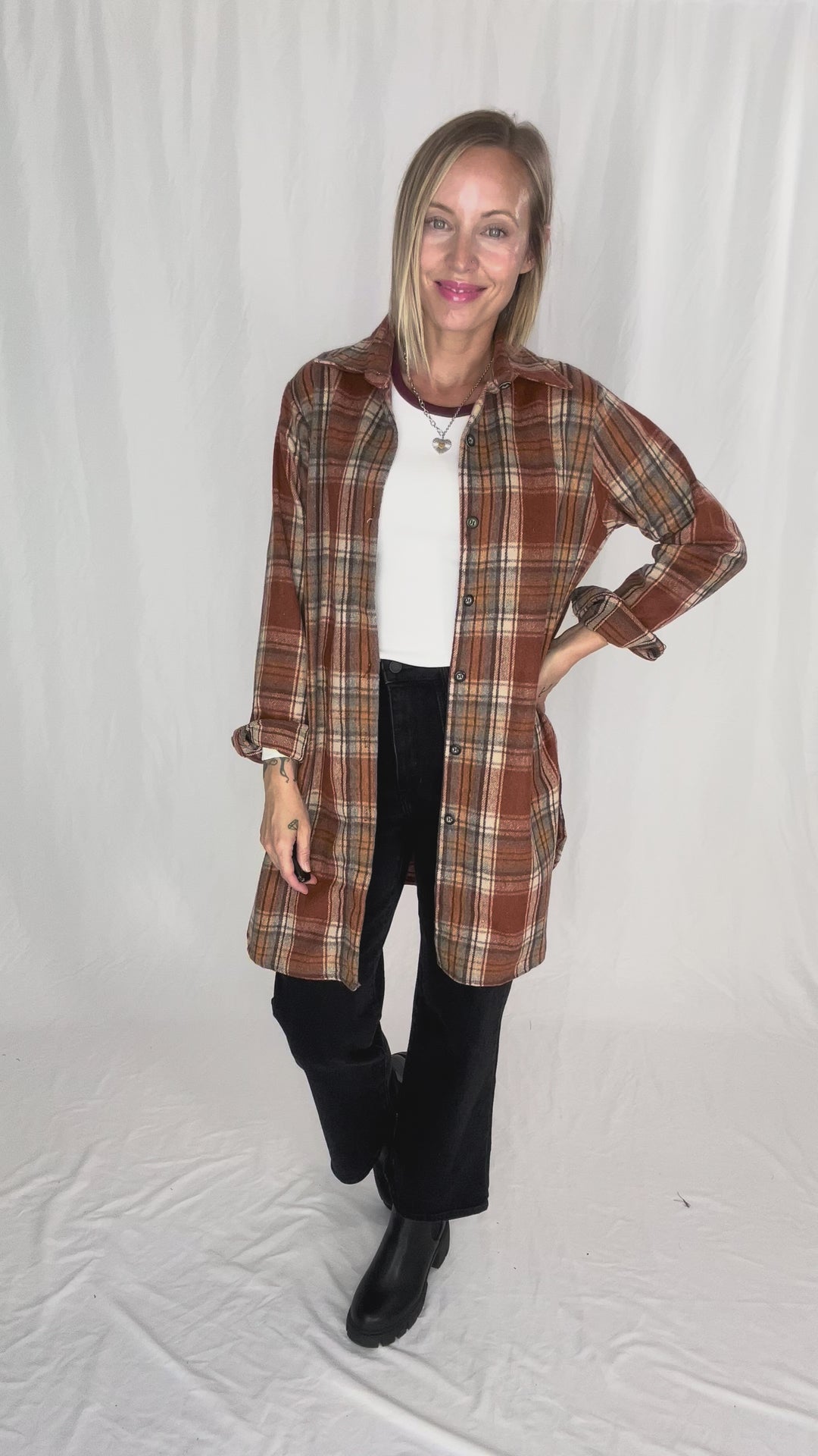 Renfrew Plaid Shacket- RUST