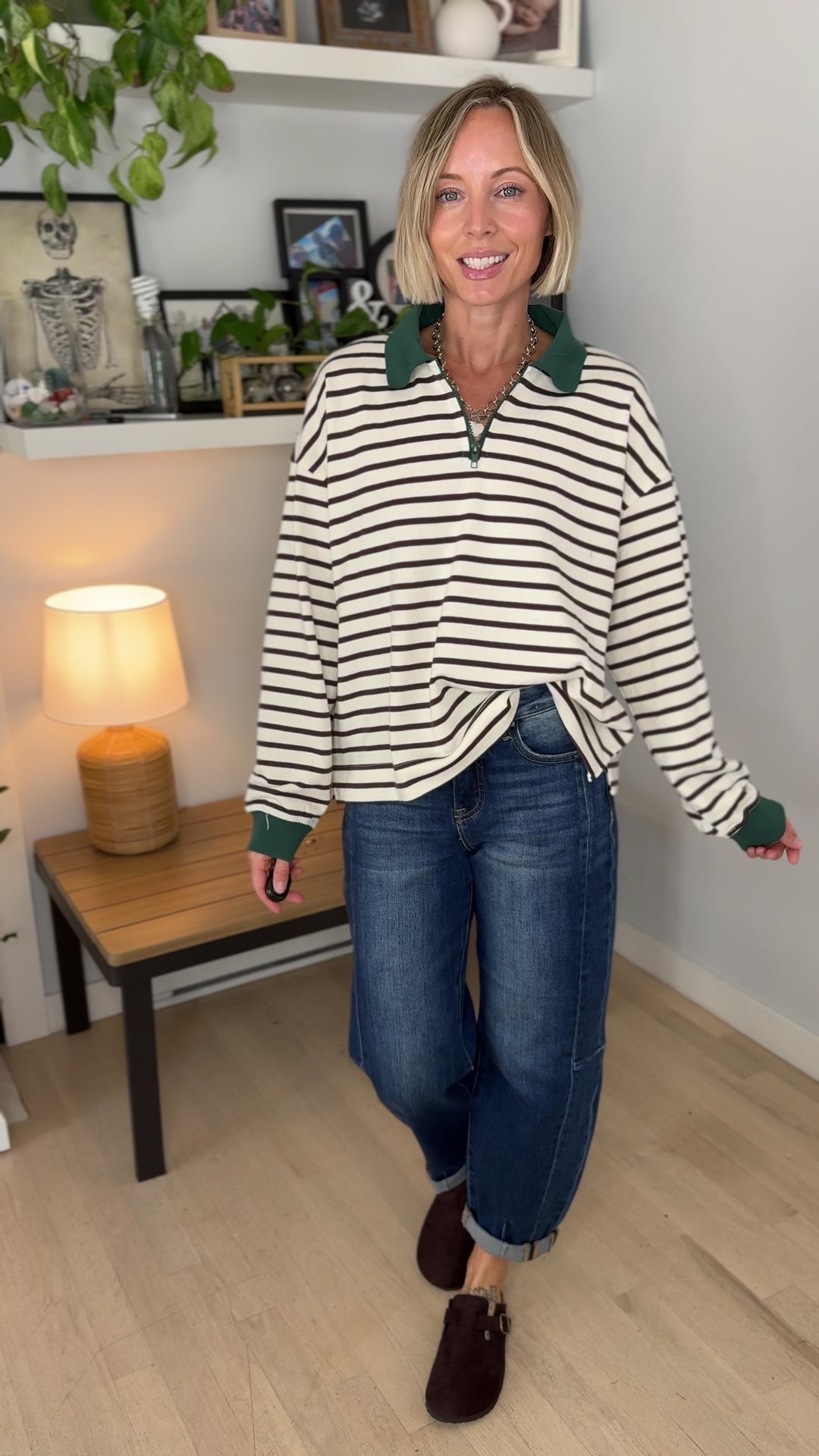 Ridge 1/4 Zip Pullover- IVORY/GREEN