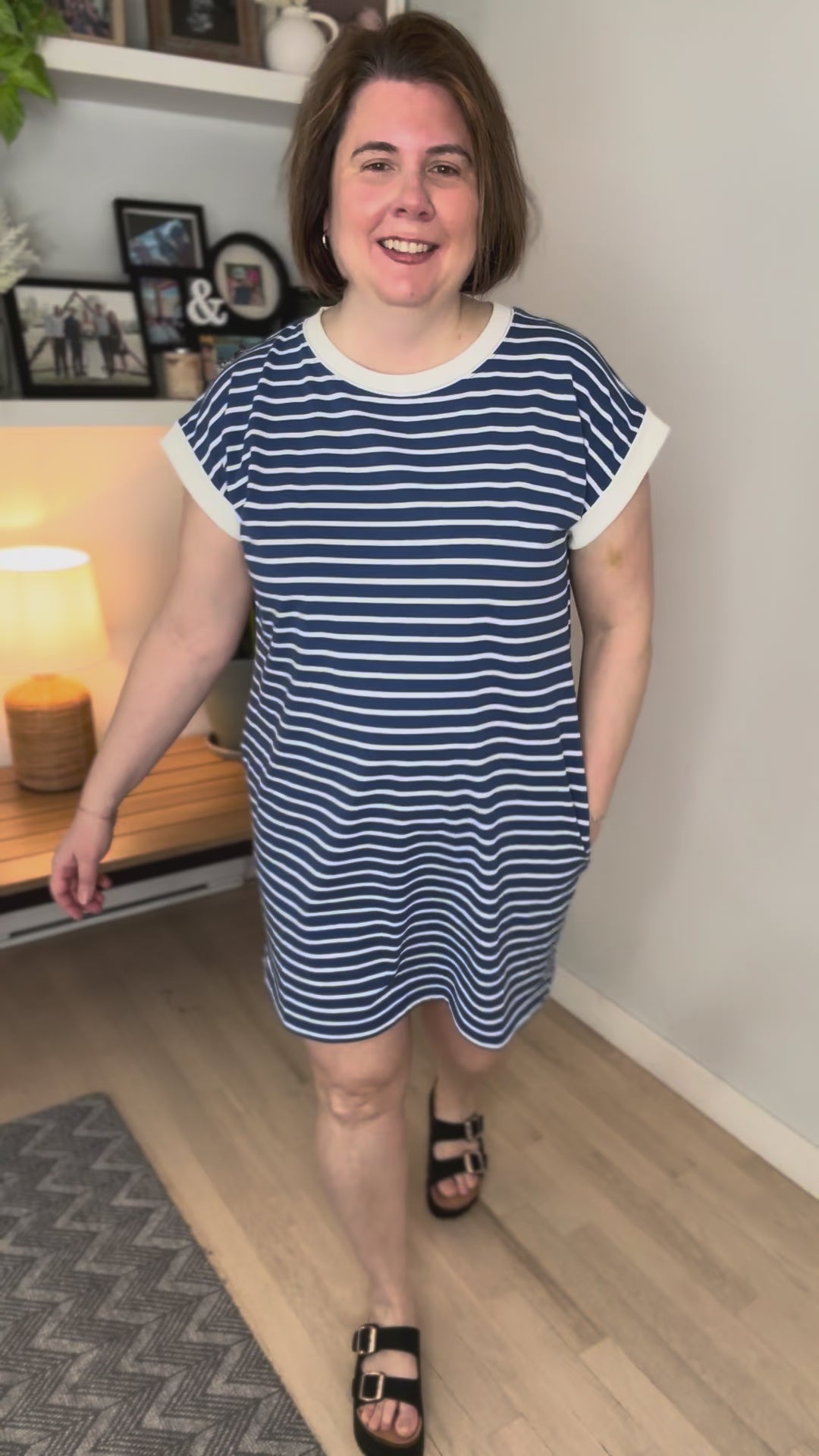 Helen Stretch Cotton T-shirt Dress- LIGHT NAVY