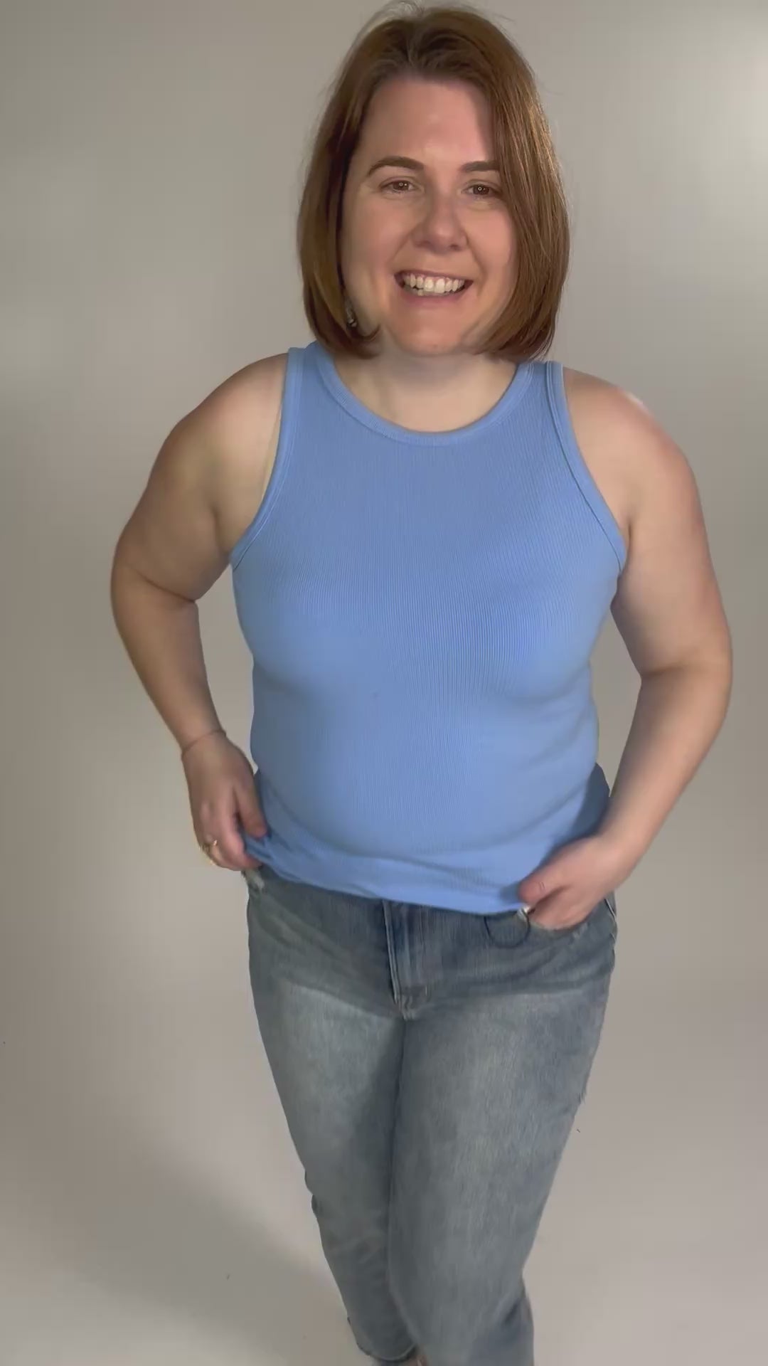 Tara Ribbed Tank- LIGHT BLUE-FINAL SALE