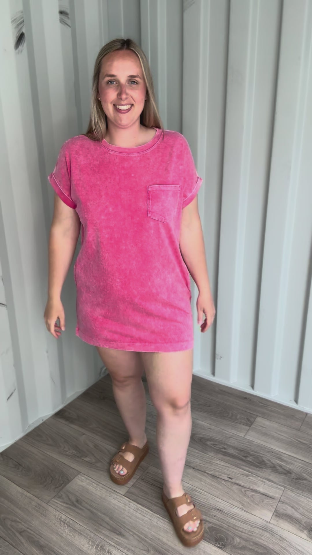 Scout Washed Cotton T-Shirt Dress- RED