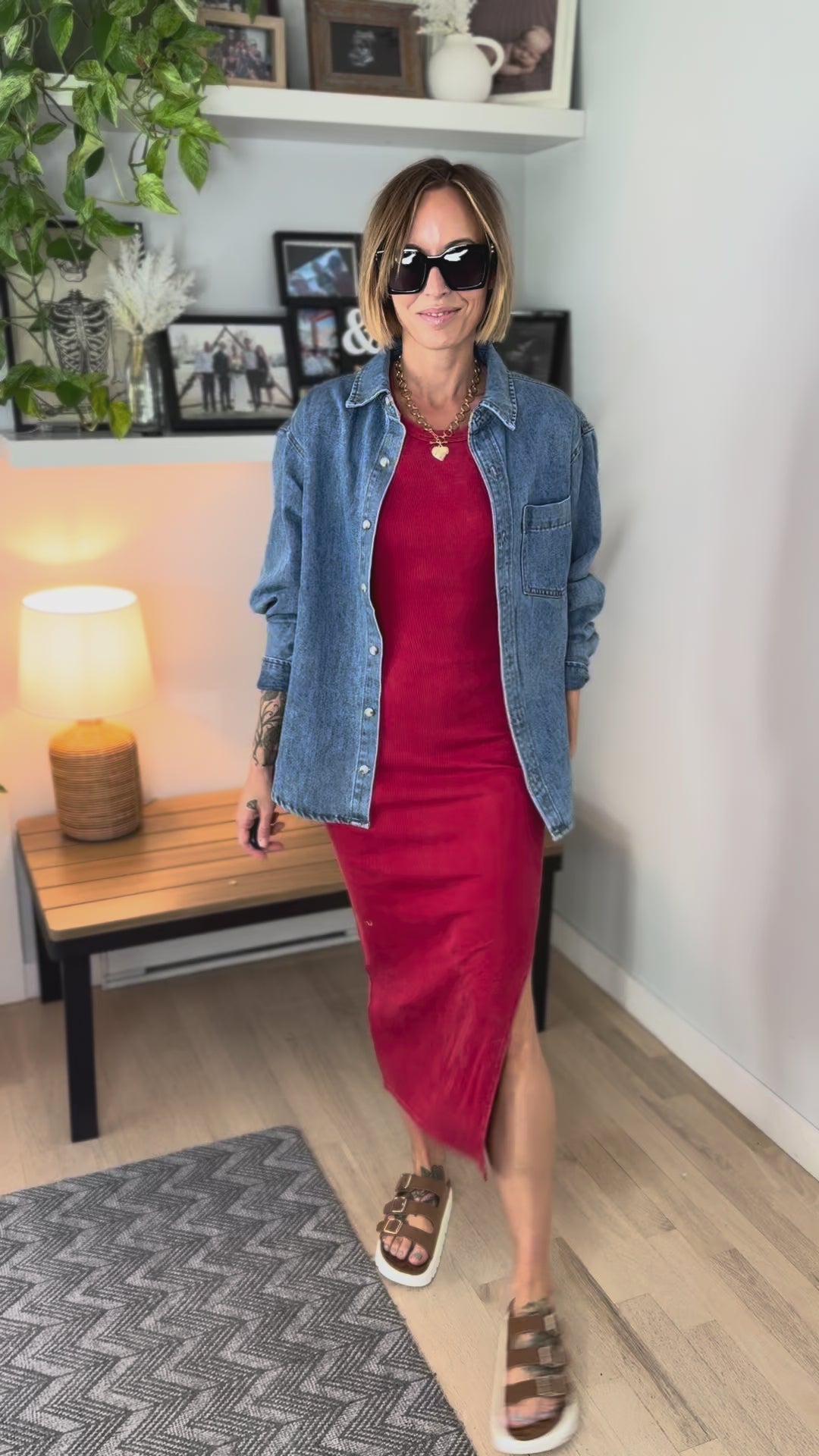 Patricia Ribbed Midi Dress- RED