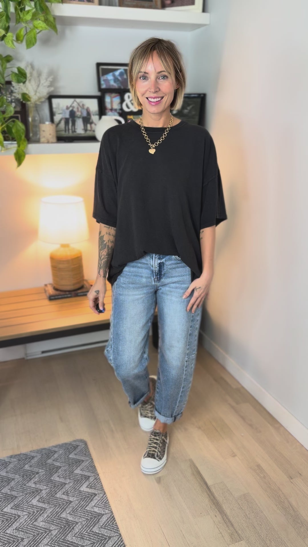 Keri Washed Cotton Boyfriend Tee BLACK