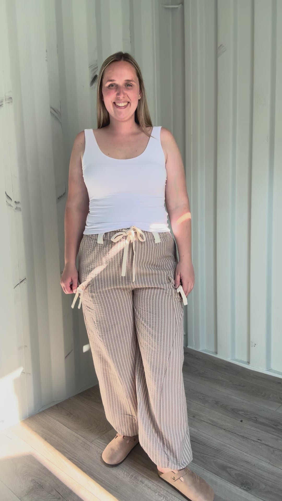 Rosaline Gauze Harem Pant- TAUPE/WHITE