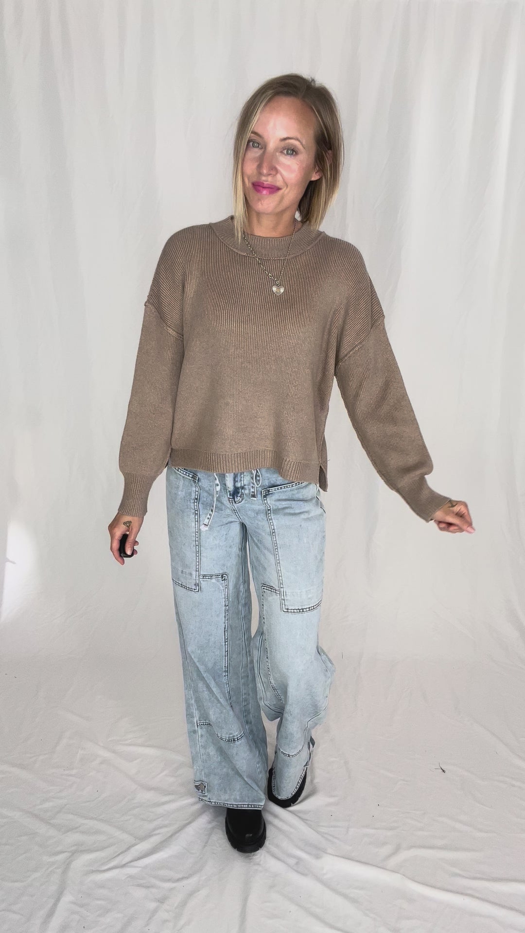 Harvest Drop Shoulder Sweater- MOCHA