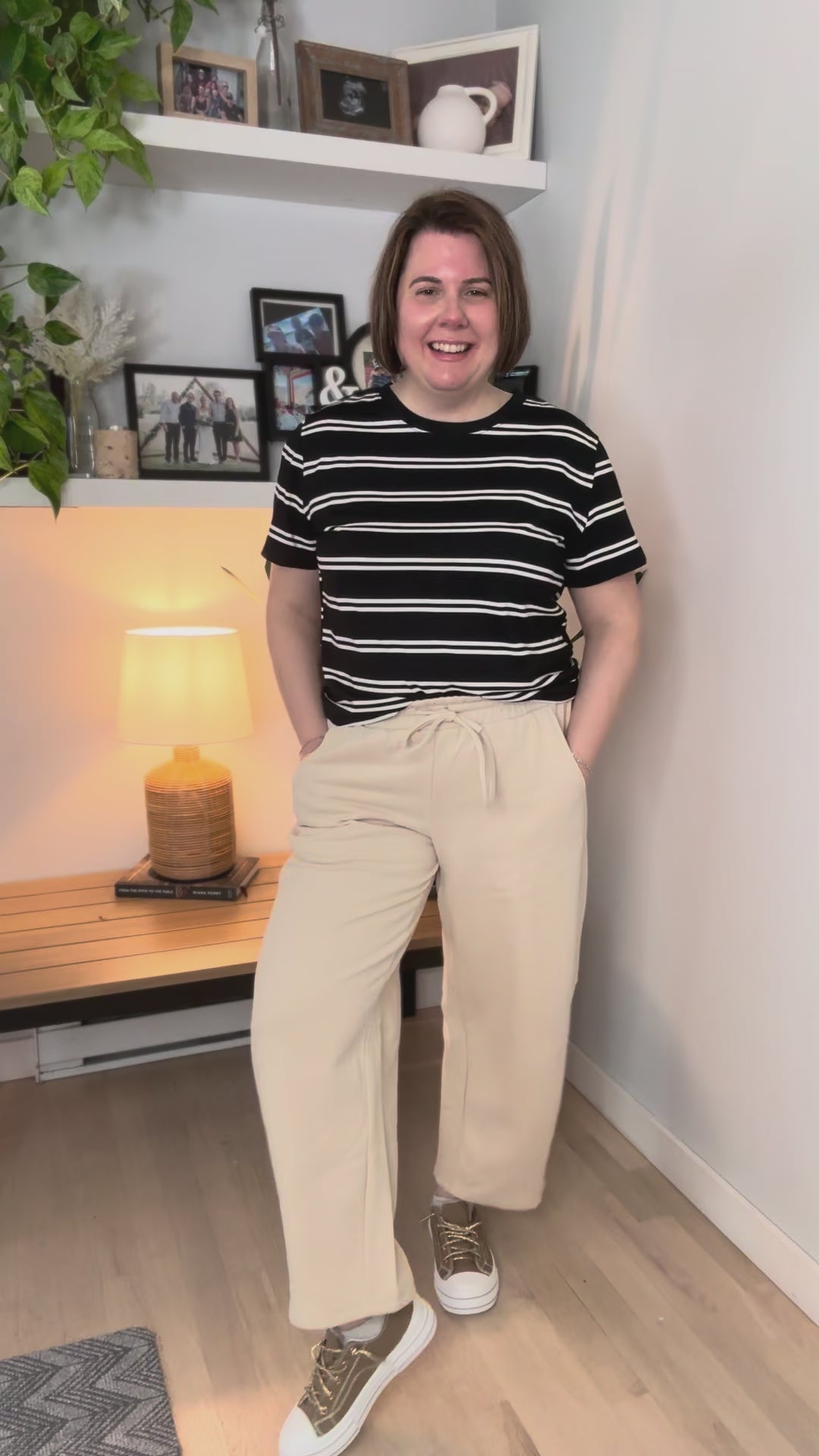 Tae Striped Cotton Blend Tee- BLACK