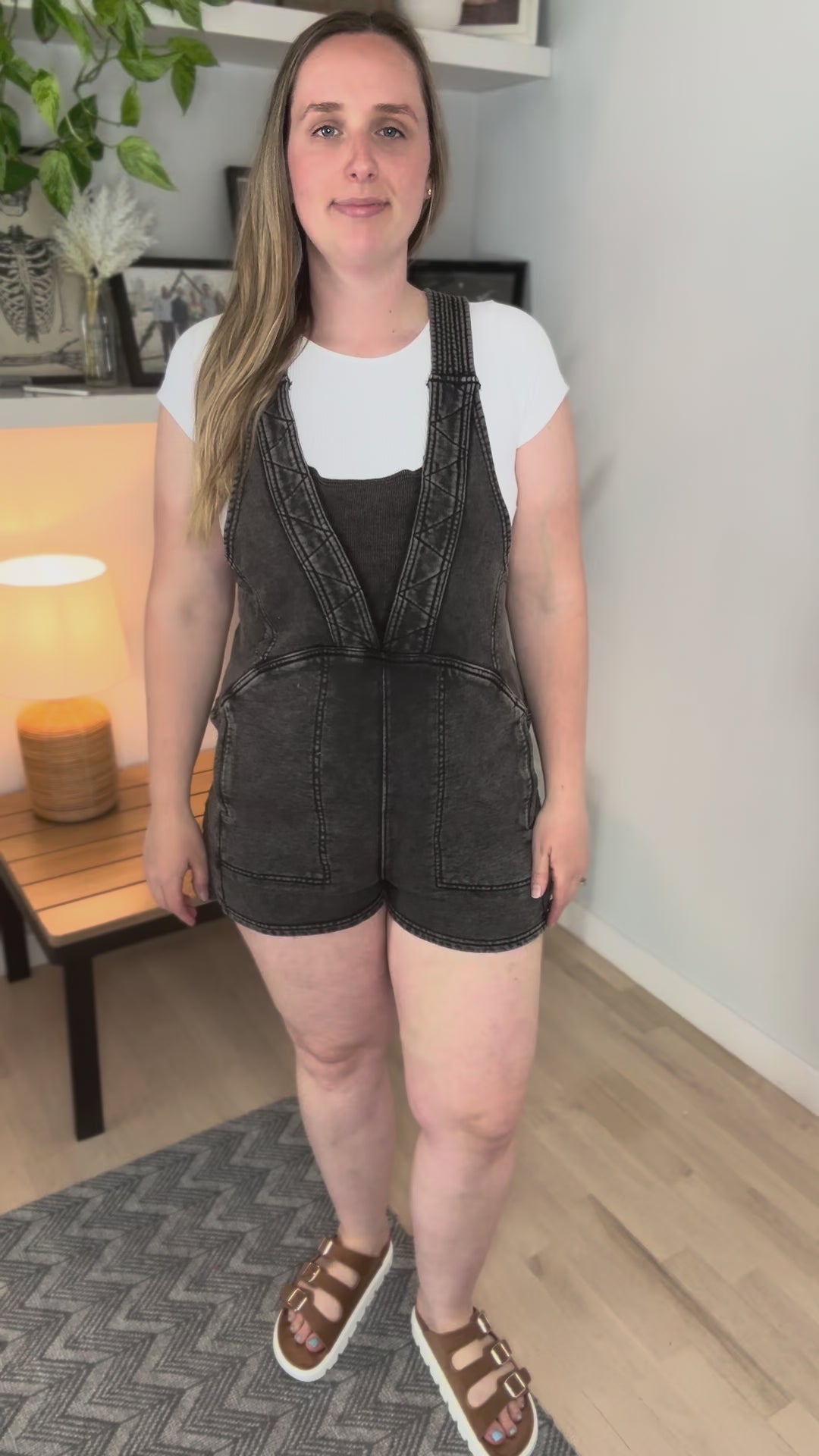 Elena Washed Romper- BLACK