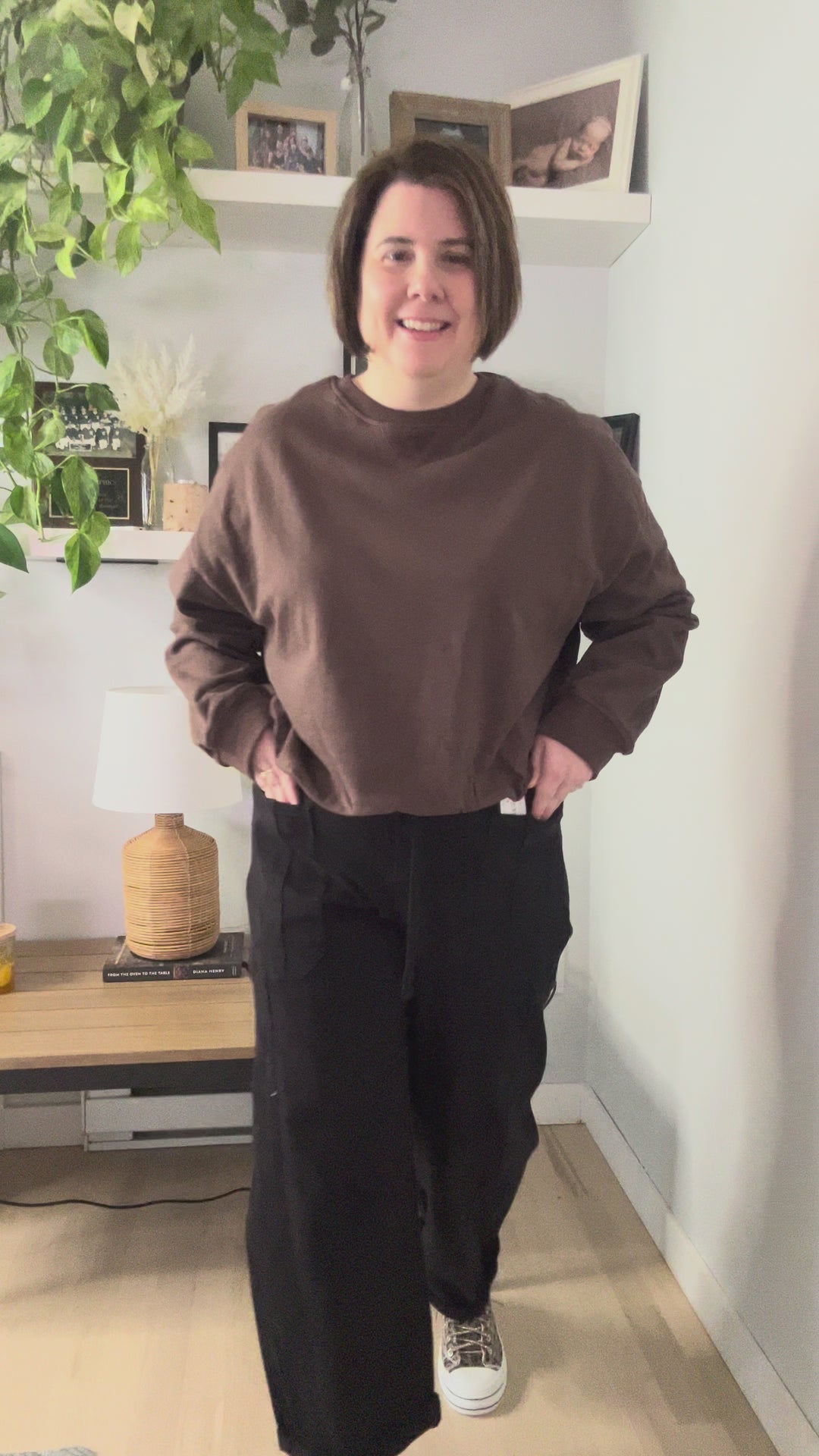 Hope Bubble Hem French Terry Pullover- CHOCOLATE