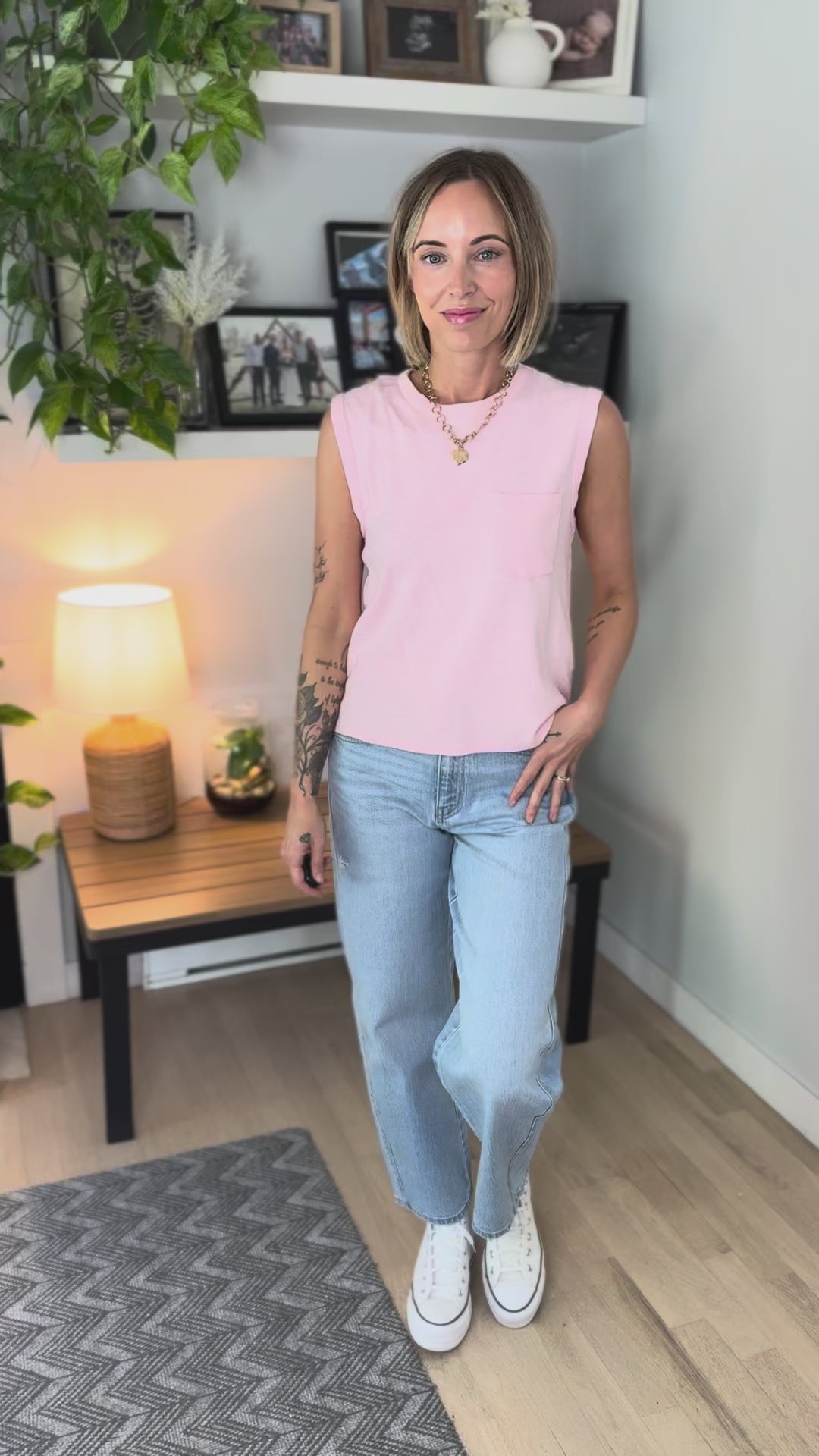 Zosia Cotton Pocket Tank- SOFT PINK-FINAL SALE