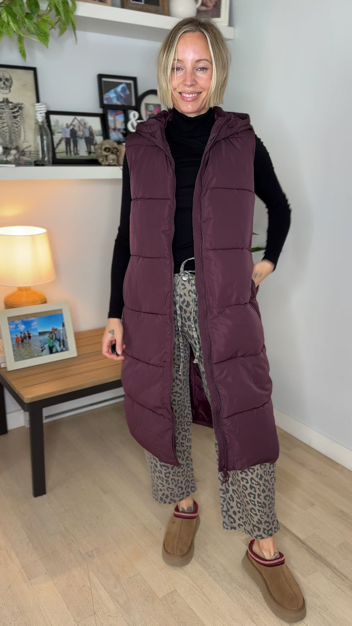 ONLY Jackson Long Puffer Vest-FUDGE