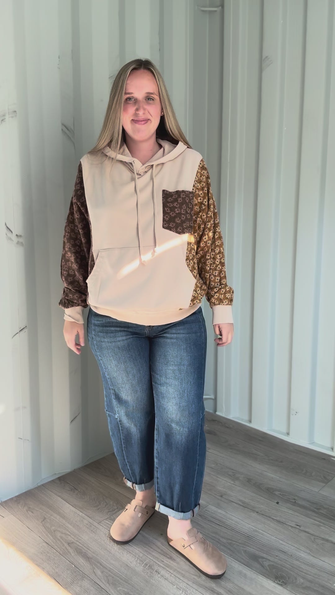 Cooper Mixed Floral Print Hoodie- NATURAL