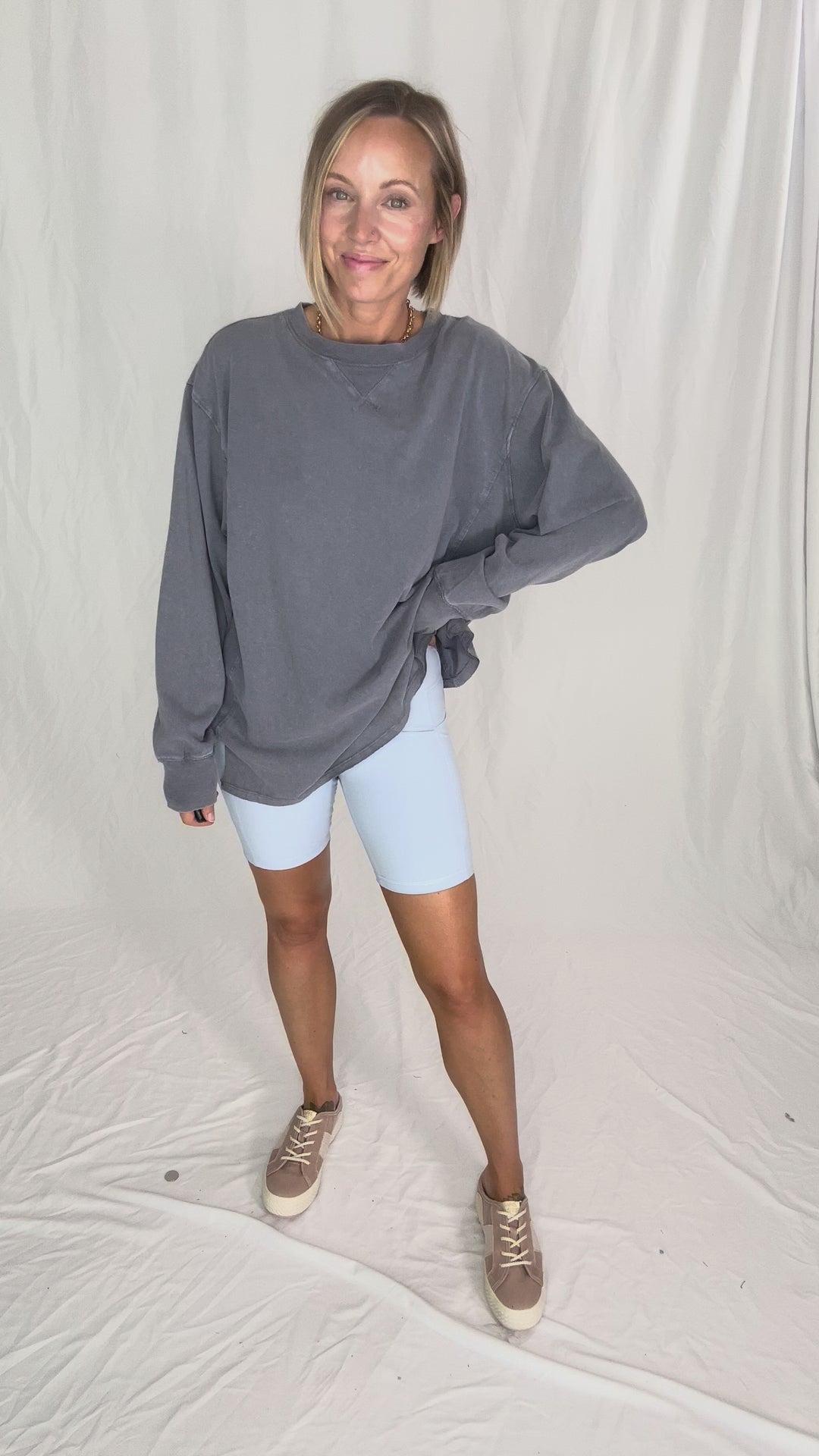 Rein Butter Biker Shorts with Side Pockets- PASTEL BLUE