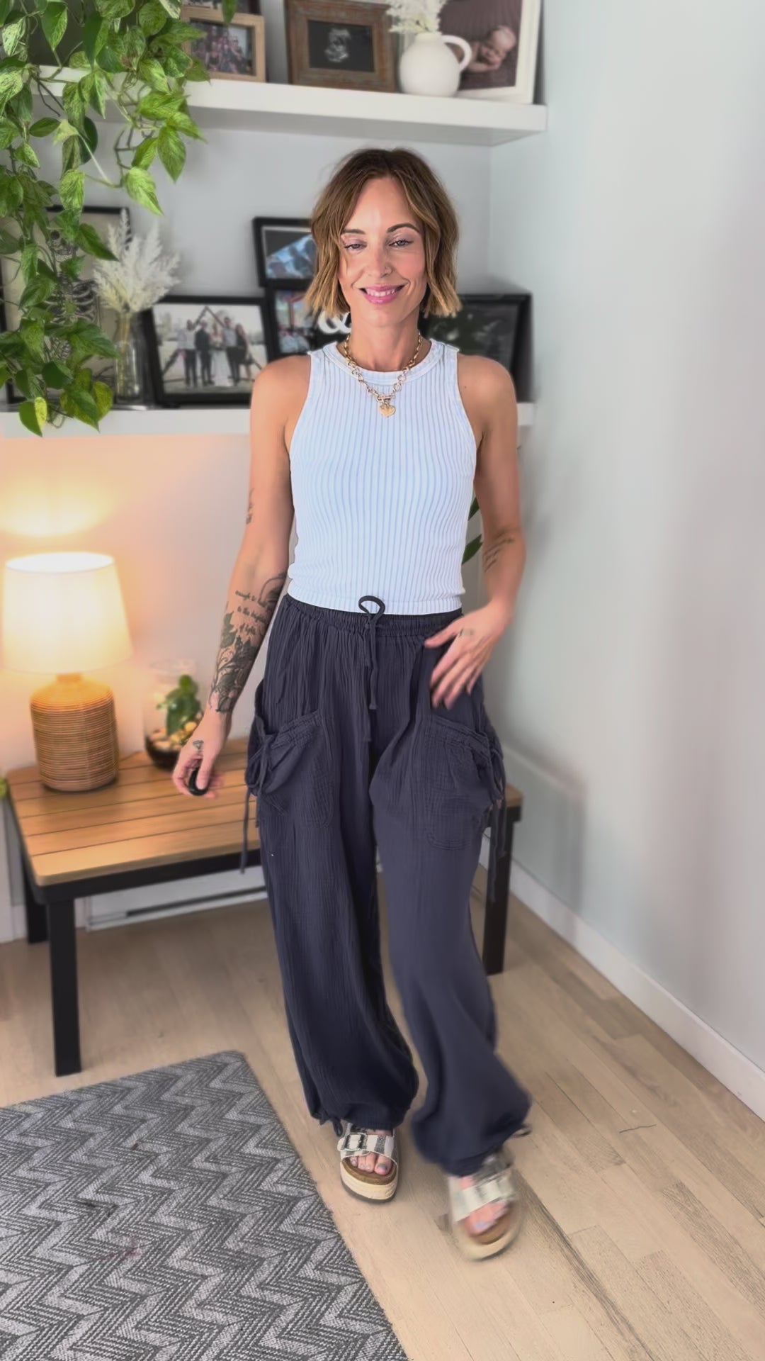 Vintage Wide Ribbed Tank Top- AIRY BLUE