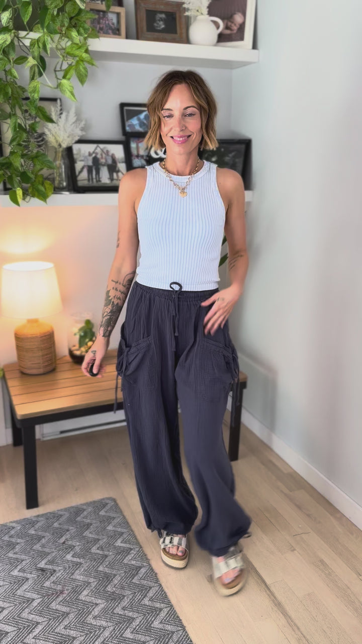 Vintage Wide Ribbed Tank Top- AIRY BLUE