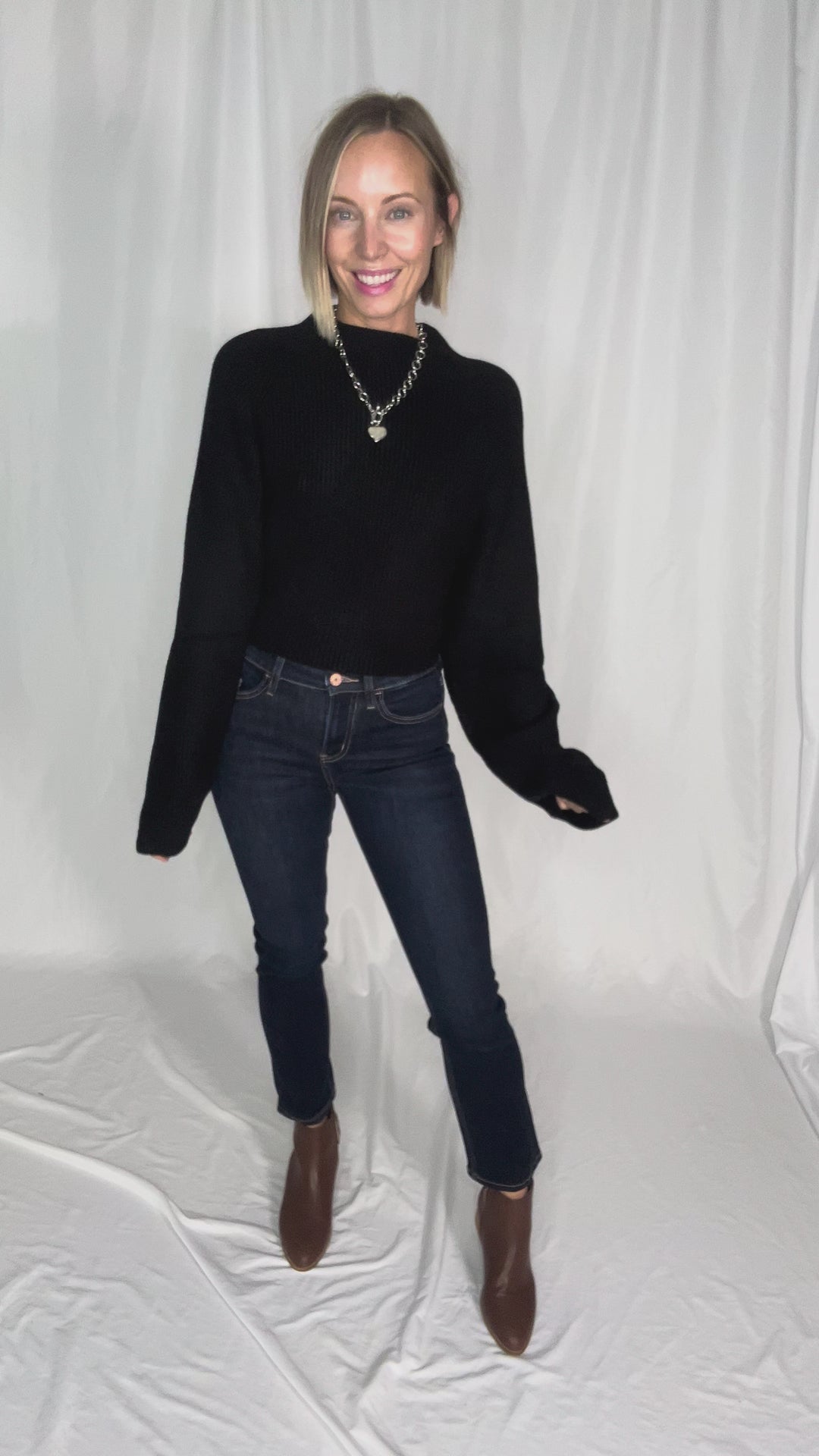 Sugar Plum Tie Back Sweater- BLACK