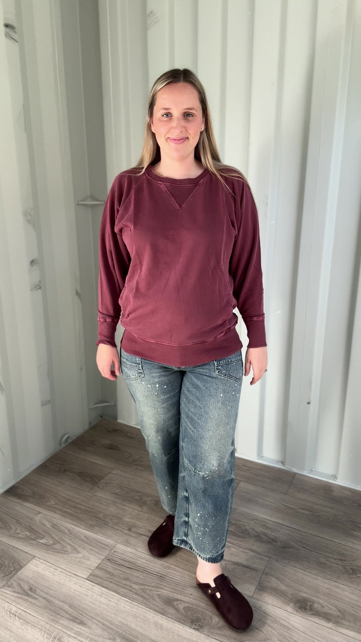 Juliet Washed Tunic Sweatshirt- RUST