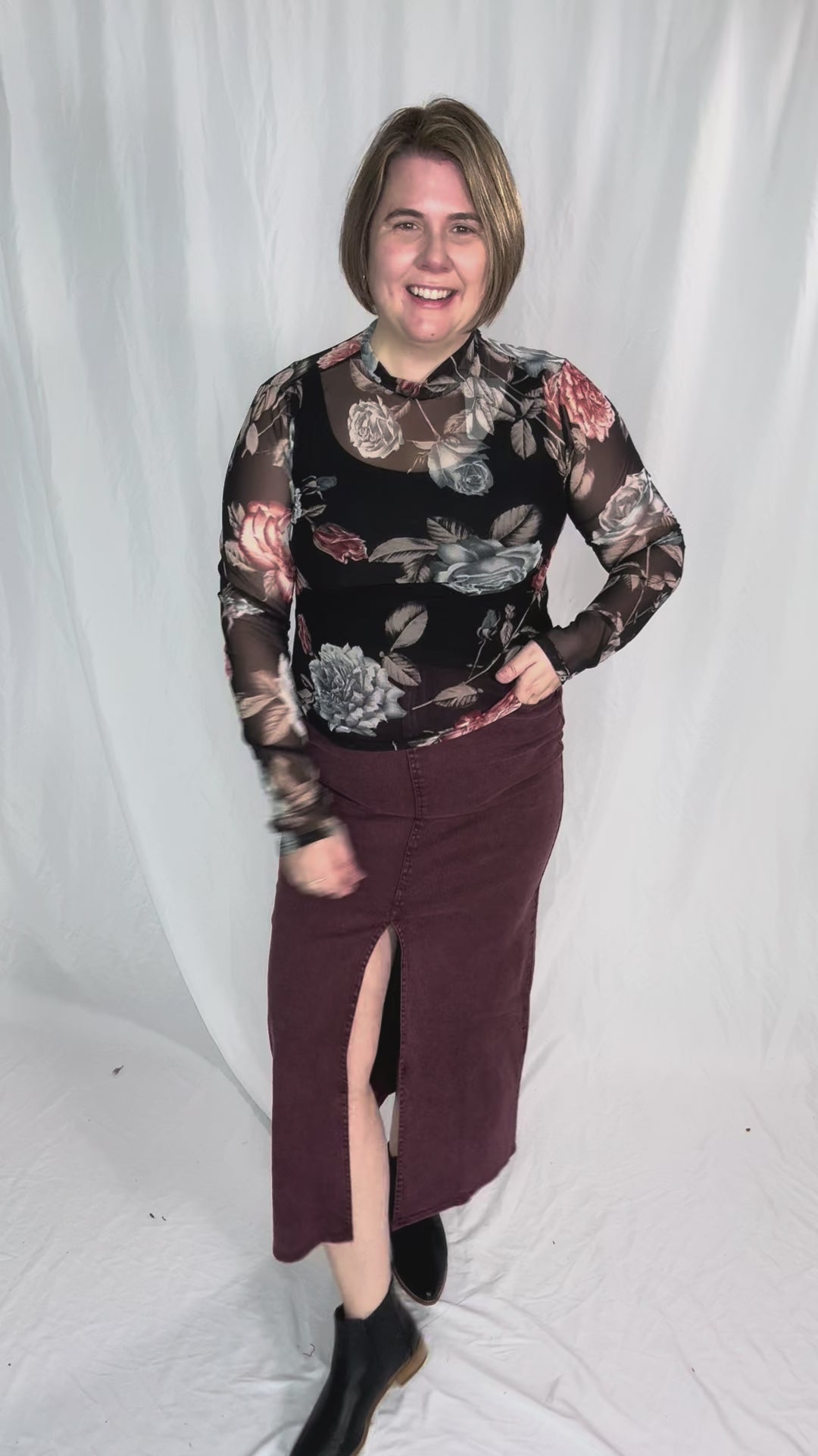 Matilda Elastic Waist Twill  Maxi Skirt- PLUM