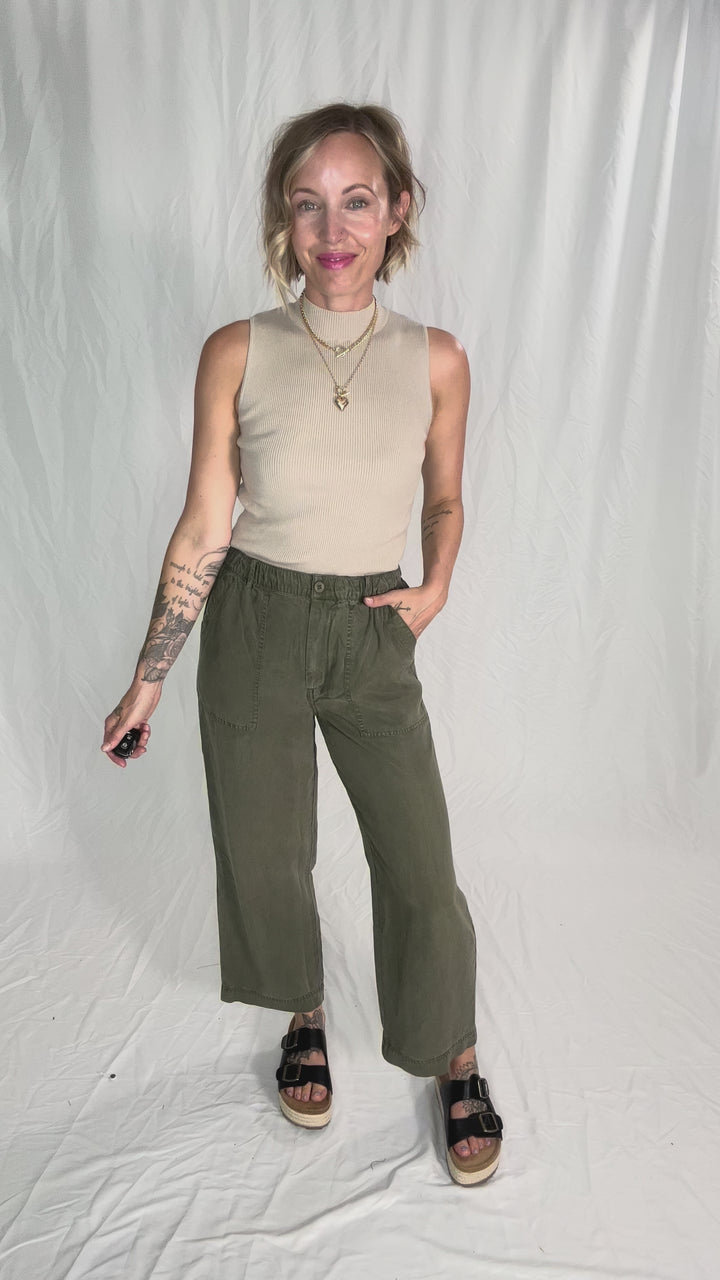 Melena Mock Neck Ribbed Knit Tank- CHAMPAGNE-FINAL SALE