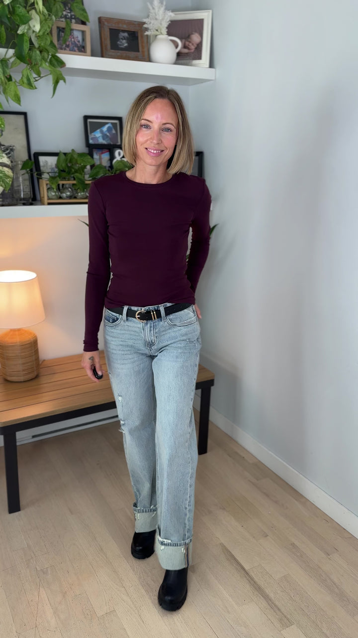 Only Riley Organic Cott Long Sleeve Top- WINE TASTING