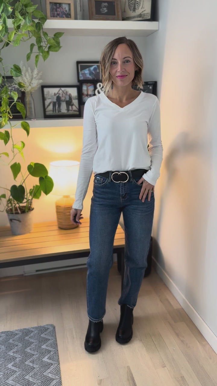 Sharon Stretch Cotton Long Sleeve- WHITE