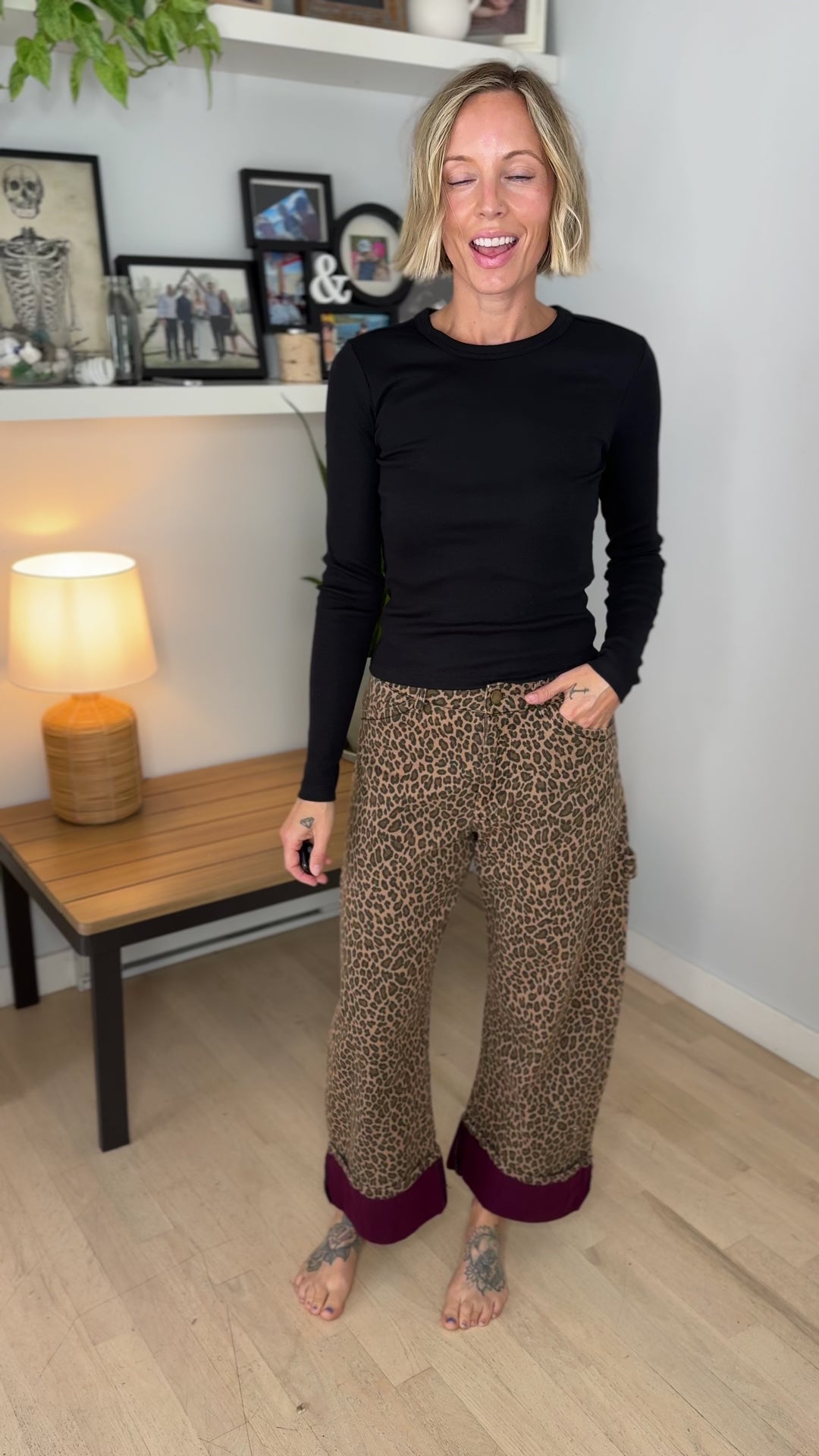 Imogen Mineral Washed Barrel Pant- LEOPARD