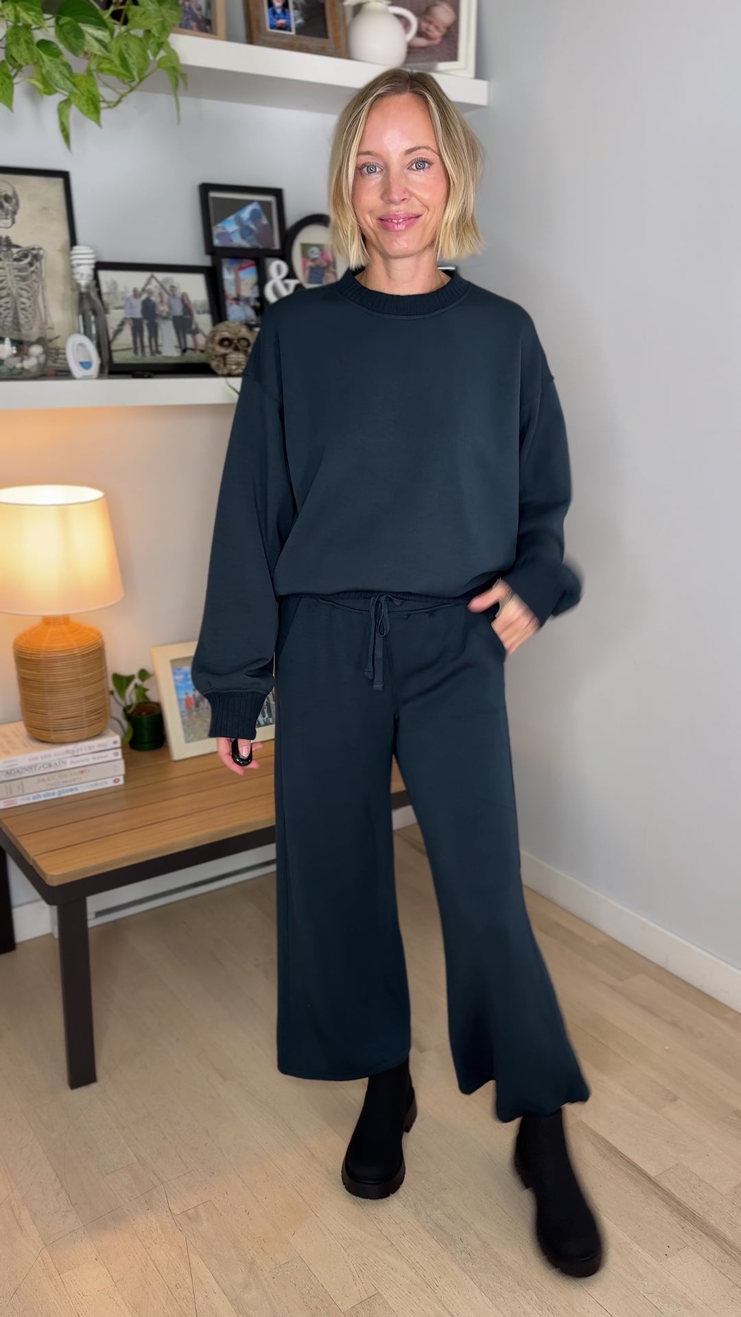 Tenlee Modal Wide Pant & Top Set- TEAL NAVY