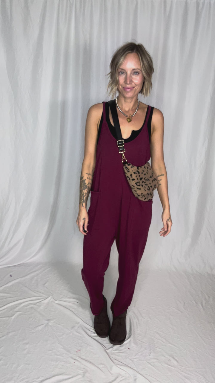 Luxe Lounge Jumpsuit- WINE
