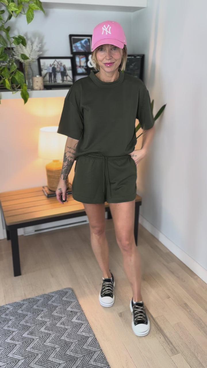 Tinsley Scuba Shorts Set- DARK OLIVE-FINAL SALE