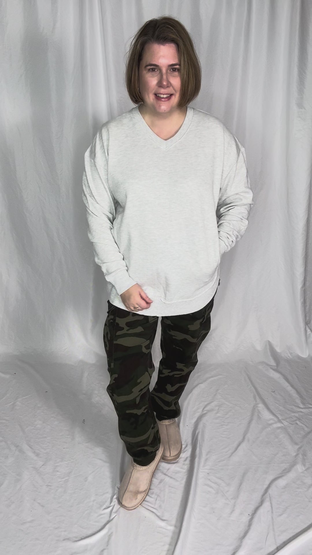 ROYCE East Hall V-Neck Sweatshirt- OATMEAL