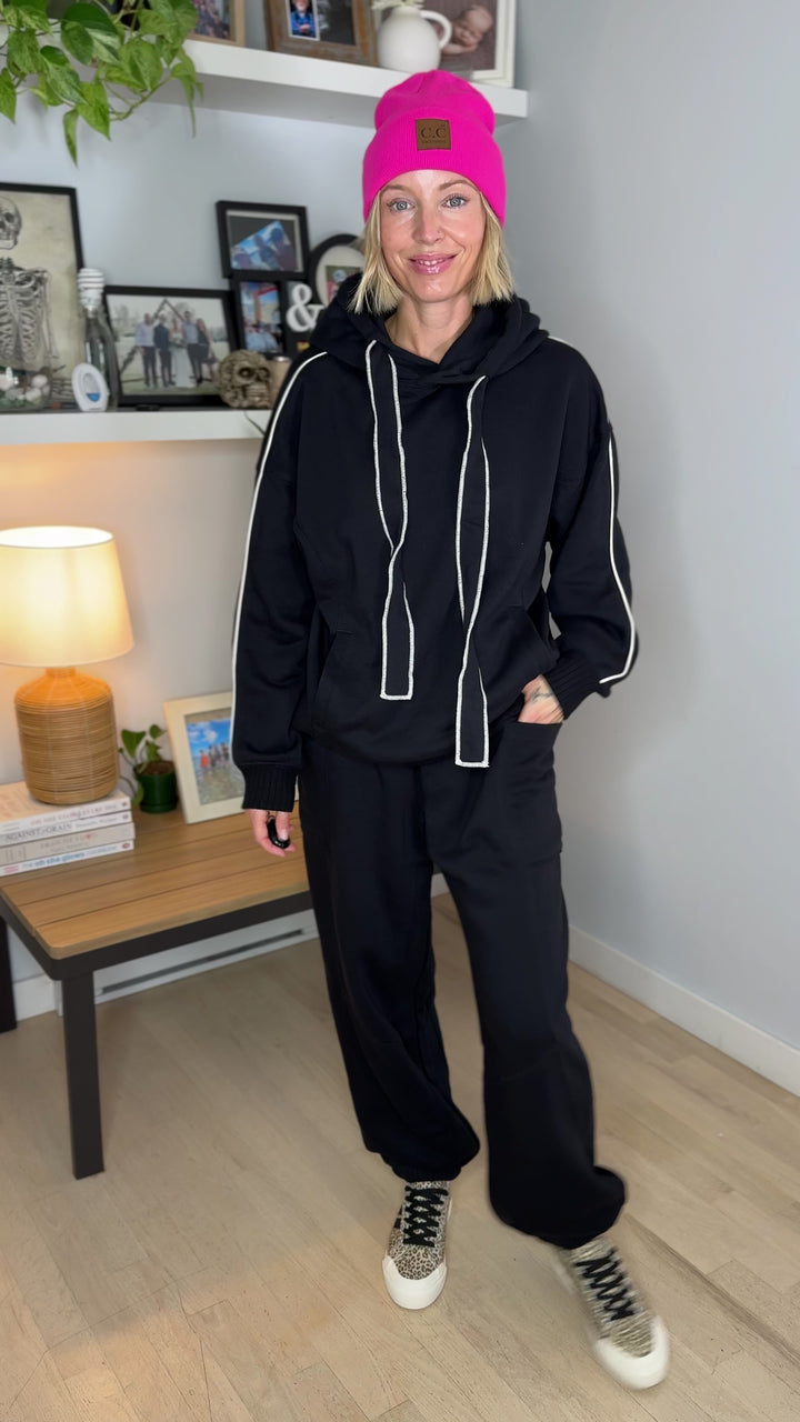 Thistle French Terry Fleece Hoodie- BLACK/BONE