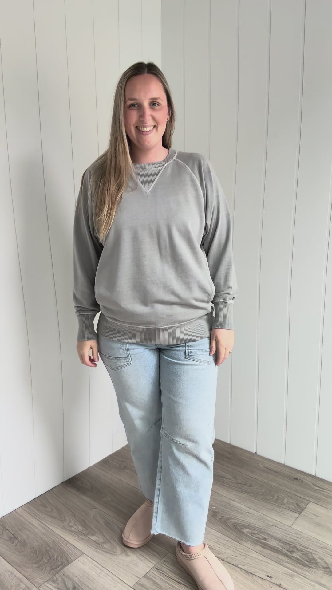 Juliet Washed Tunic Sweatshirt- SLEET