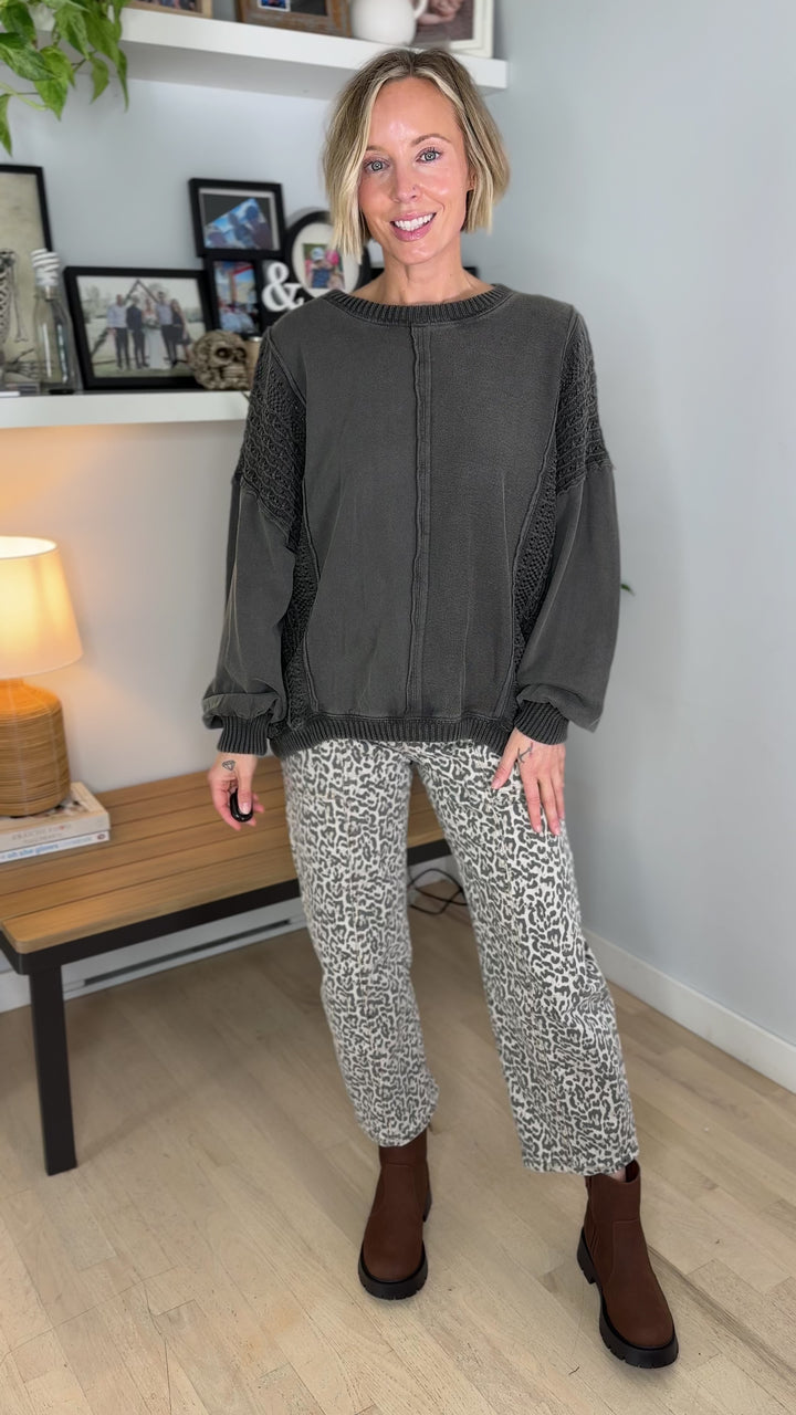 Victoria Washed Cotton Sweater- ASH