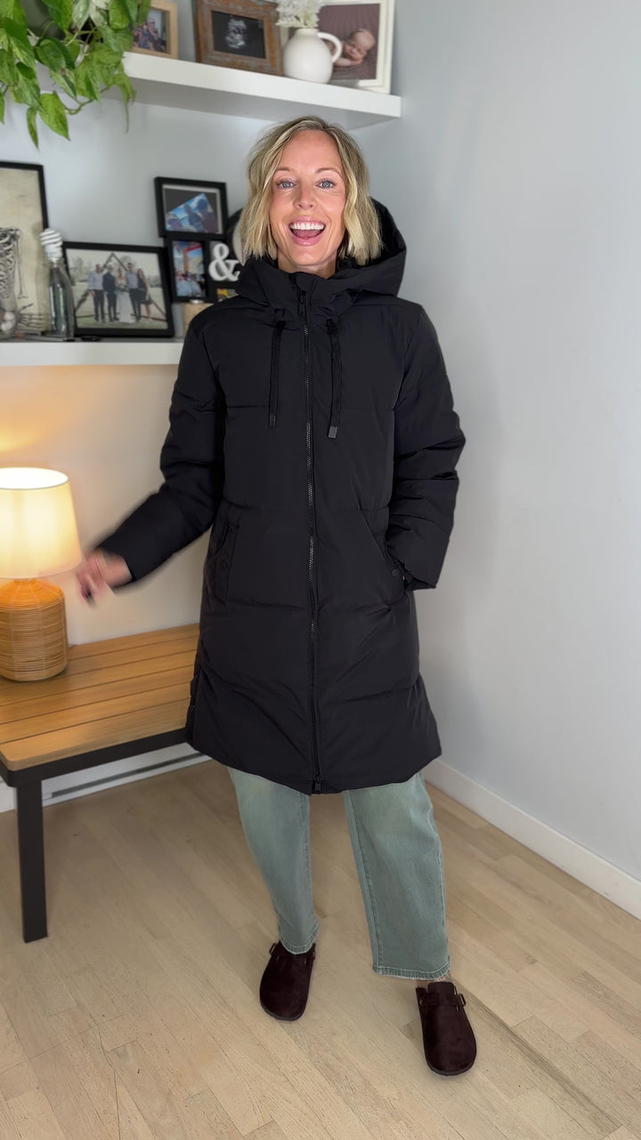 ONLY Blair Long Hooded Puffer Jacket- BLACK