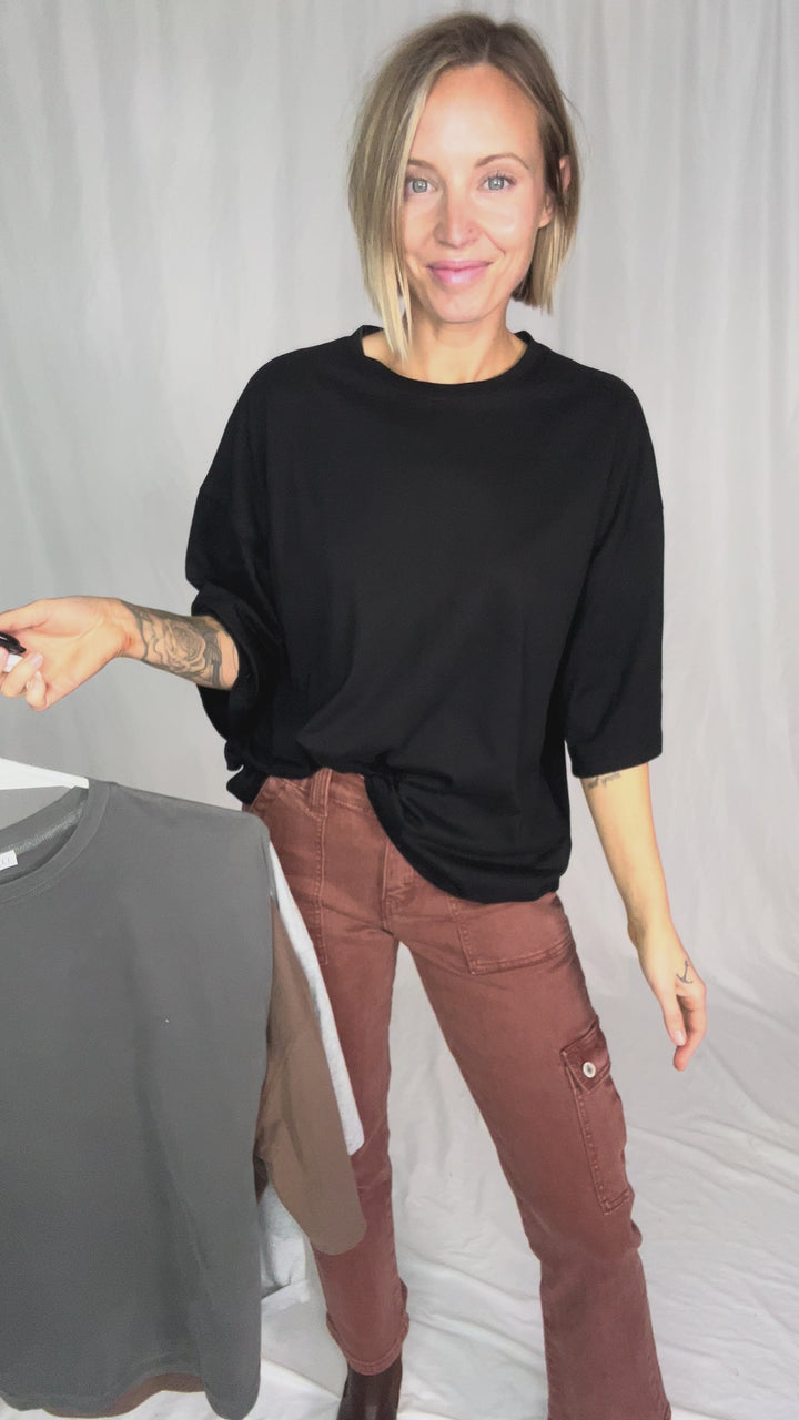 Aemi Cotton Relaxed Fit Tunic Tee- HTHR GREY