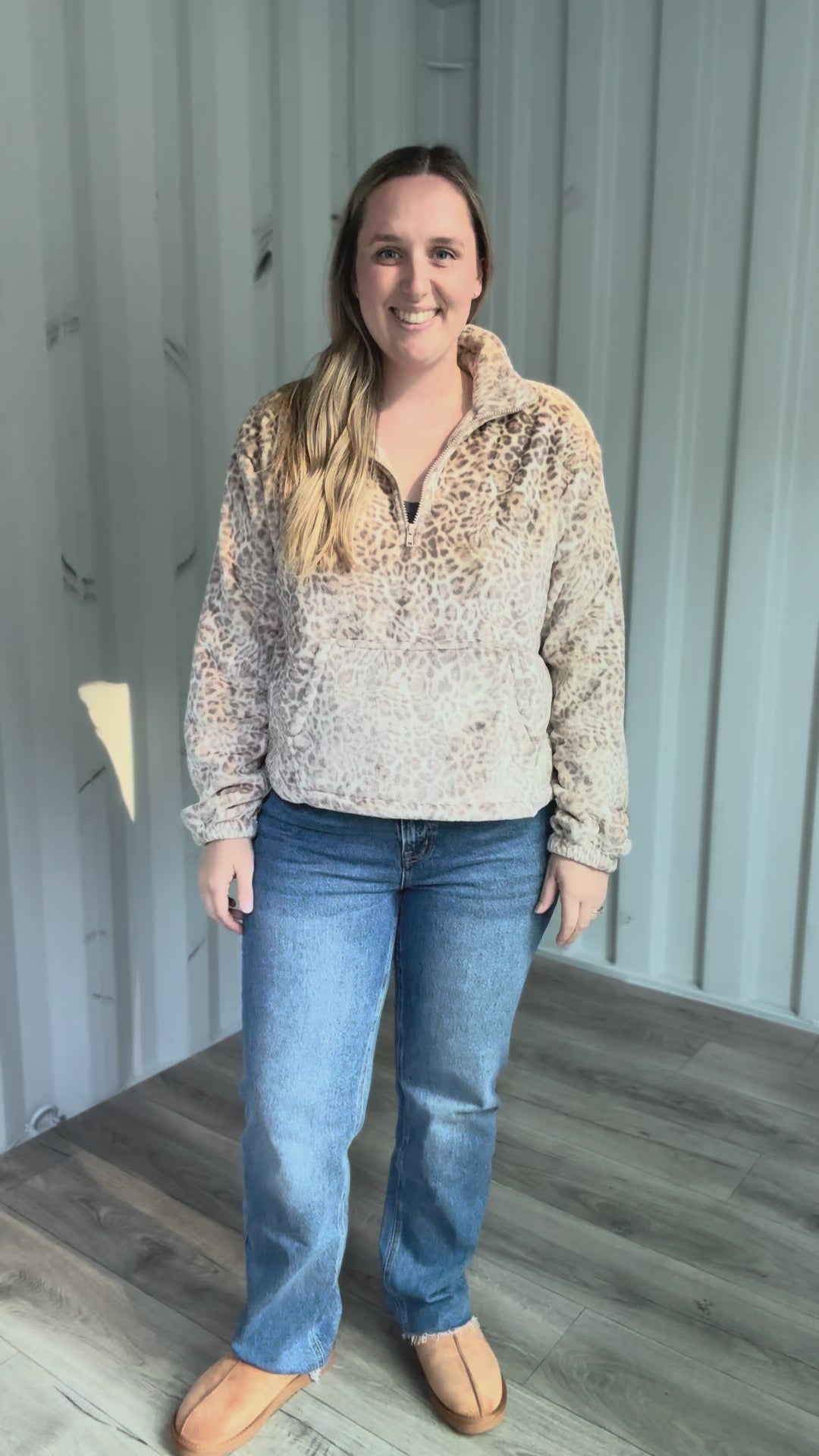 Willara 1/4 Zip Leopard Fleece