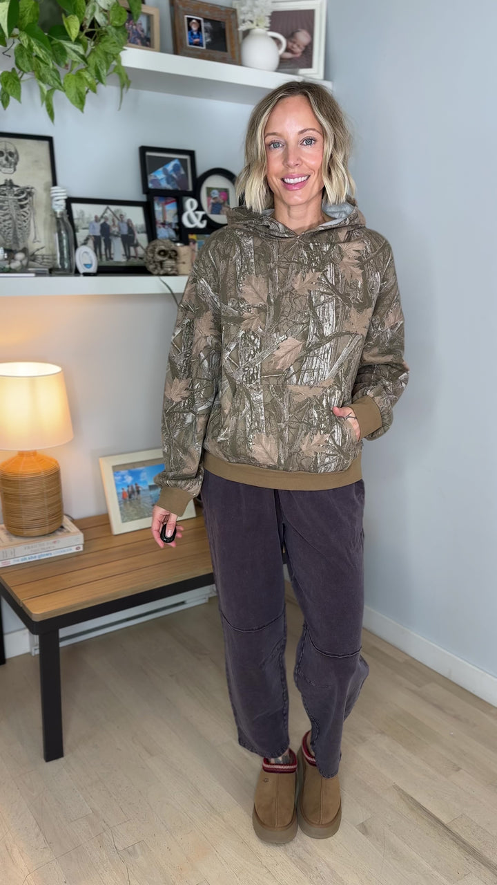 Britta Camo Fleece Hoodie- BROWN