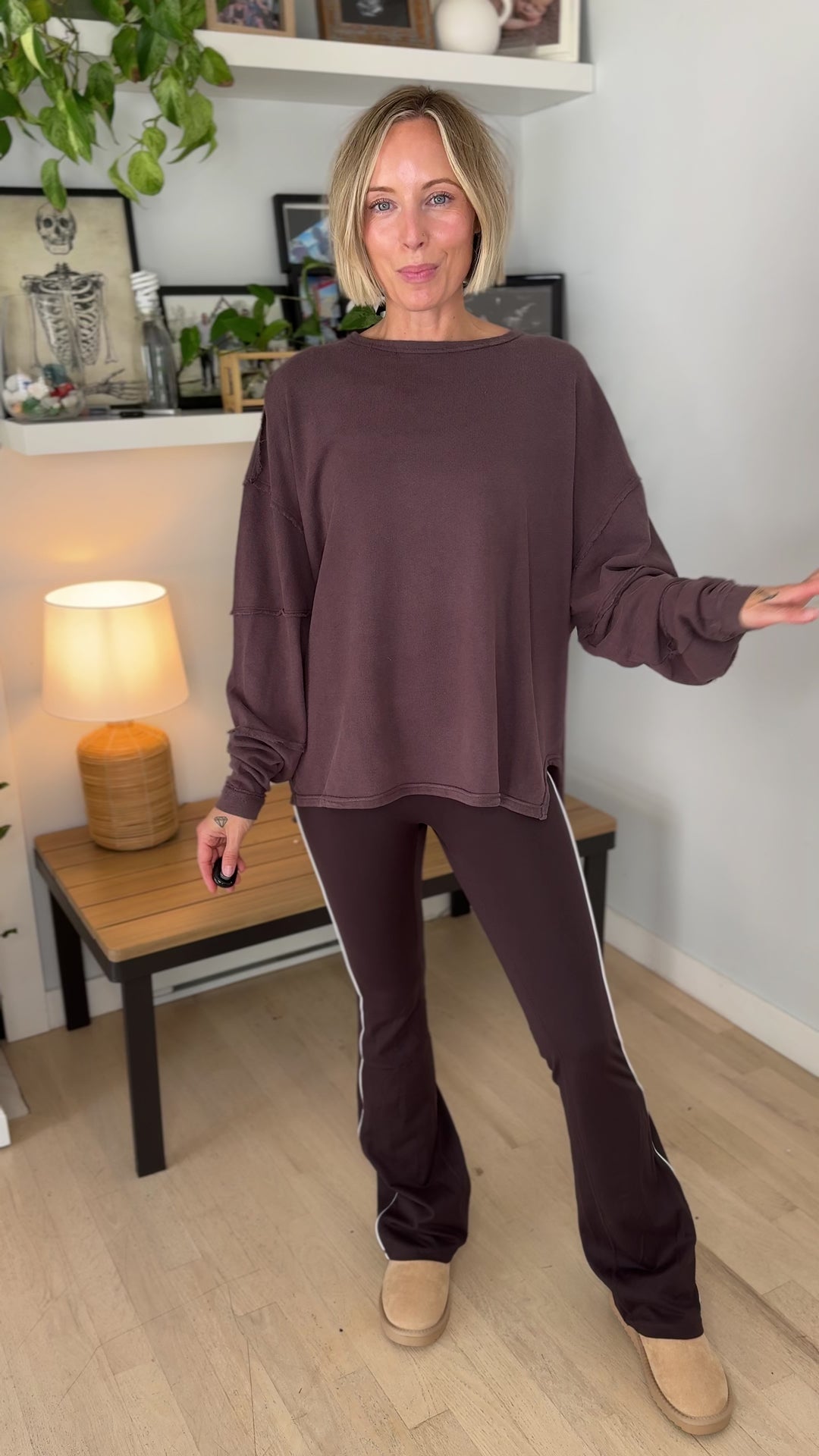 Mono B Jacey Classic Cotton Pullover- COFFEE