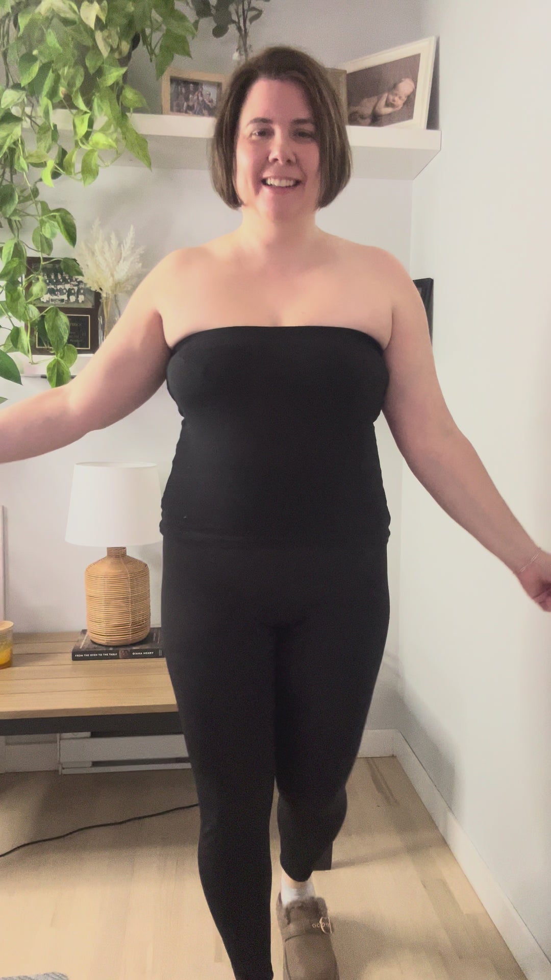 Lyla Cotton Tube Built-In Bra Top- BLACK