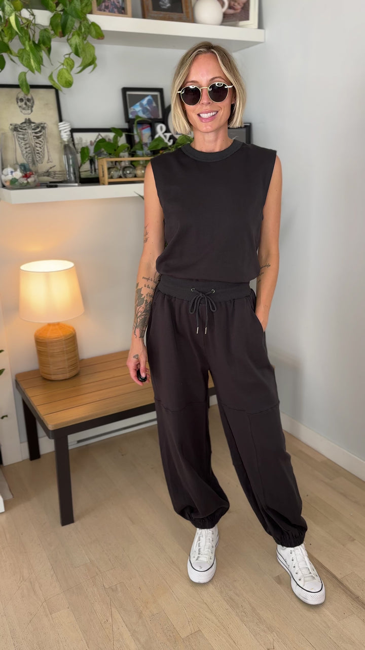 Overly Drawstring Barrel Jumpsuit- ASH
