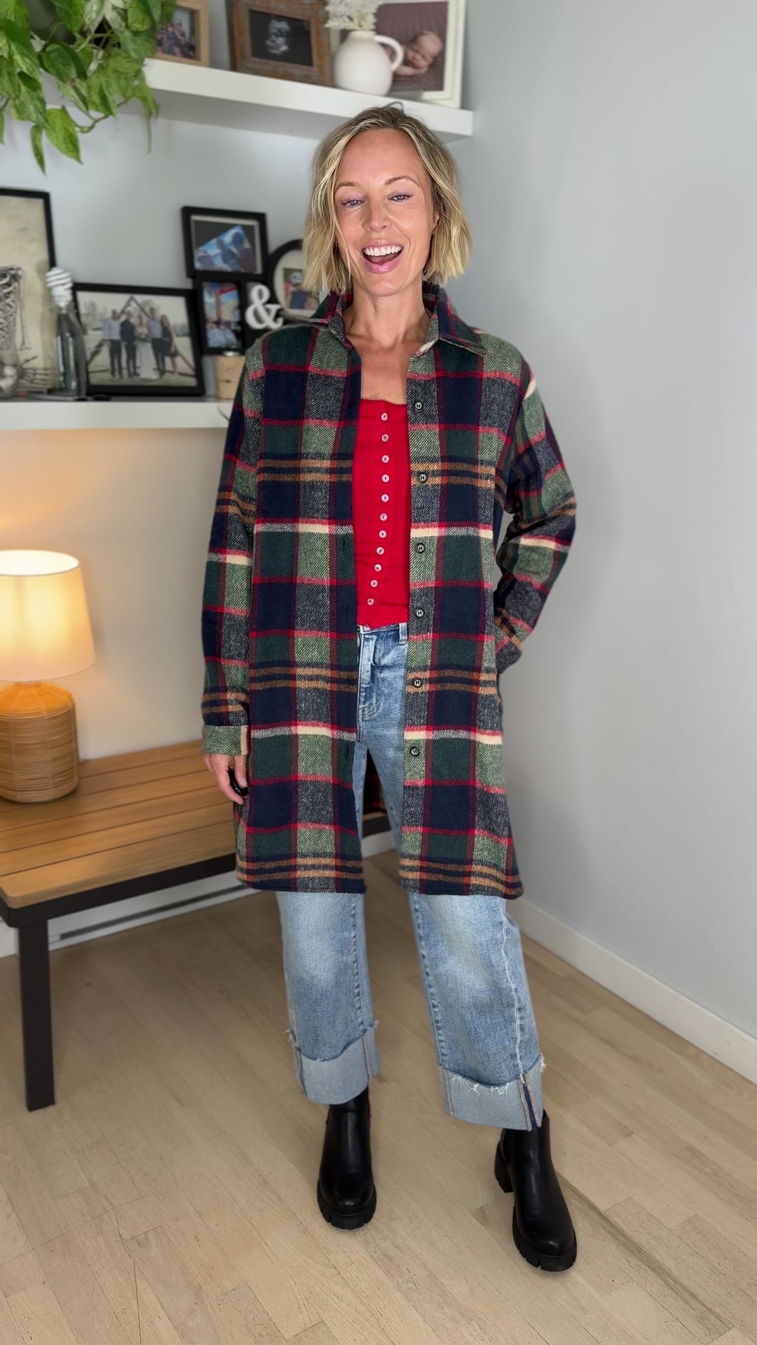 Renfrew Plaid Shacket- GREEN/NAVY