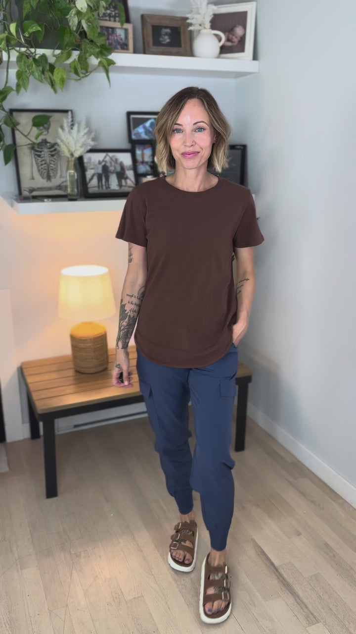 Mono B Maya Soft Curve Pima Cotton Tee- COCOA