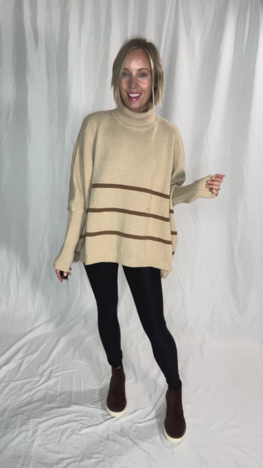 Effie Turtleneck Knit Sweater- LIGHT TAUPE