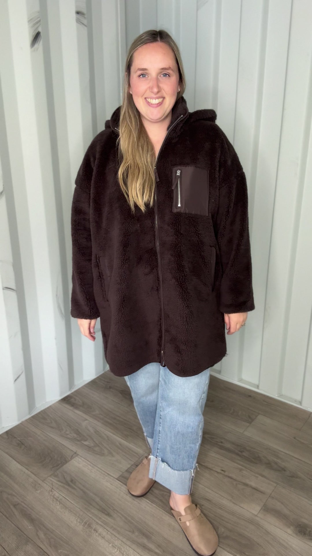 ONLY Sascha Oversized Sherpa Jacket- CHOCOLATE TORTE
