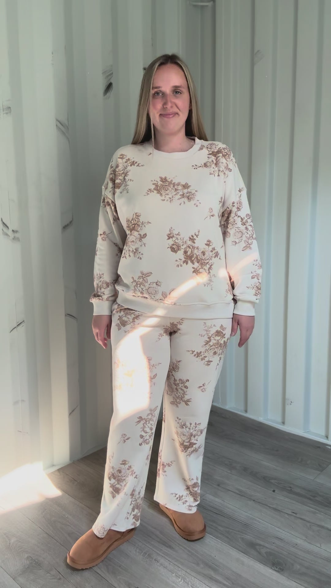 Billie Vintage Floral Sweat Set- KHAKI