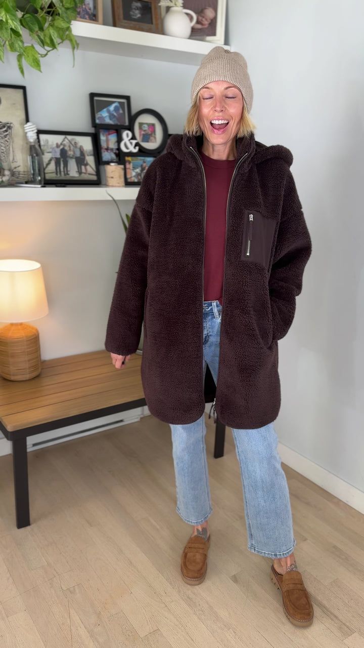 ONLY Sascha Oversized Sherpa Jacket- CHOCOLATE TORTE